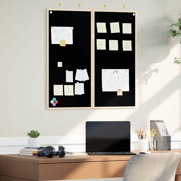 vidaXL Tableau d'Affichage Noir 80 x 80 x 1.4 cm Bois de pin massif