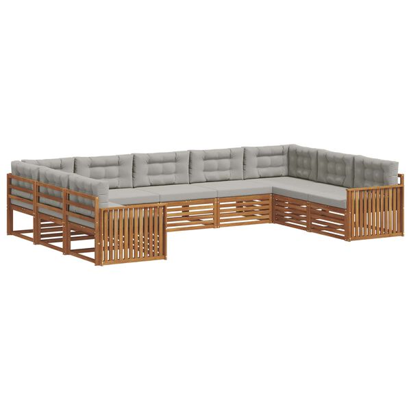 vidaXL Ensemble de canap&eacute;s d'ext&eacute;rieur 9 pcs Gris Naturel et Clair