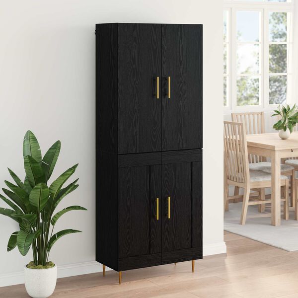vidaXL Haut Armoire Ch&ecirc;ne noir 69,5 x 34 x 180 cm Bois d'ing&eacute;nierie