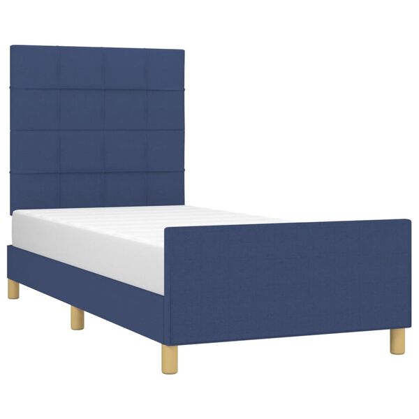 vidaXL Cadre de lit sans matelas bleu 90x200 cm tissu