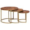 vidaXL Tables basses gigognes 3 pcs Bois de mangue massif et acier