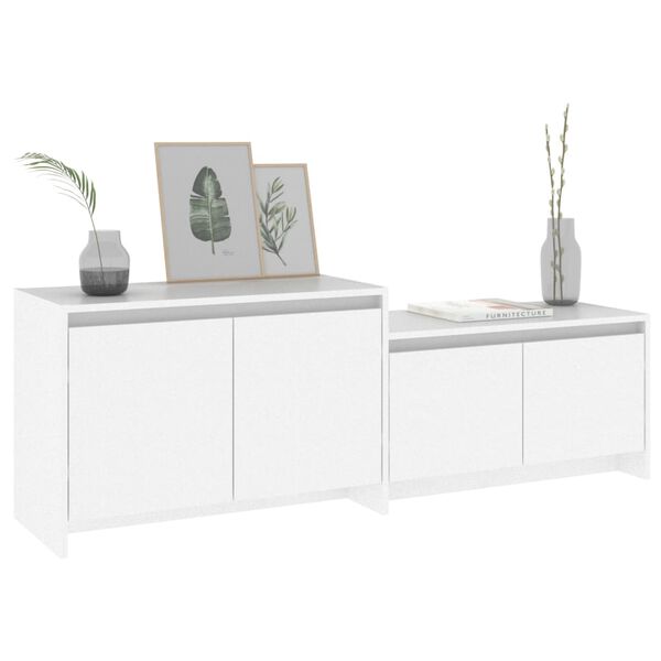 vidaXL Meuble TV Blanc 146,5x35x50 cm Bois d'ing&eacute;nierie