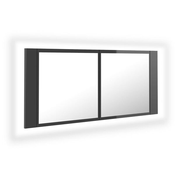vidaXL Armoire &agrave; miroir de bain &agrave; LED Gris brillant Acrylique