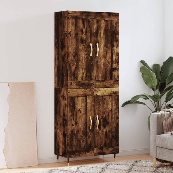 vidaXL Buffet haut Ch&ecirc;ne fum&eacute; 69,5x34x180 cm Bois d'ing&eacute;nierie