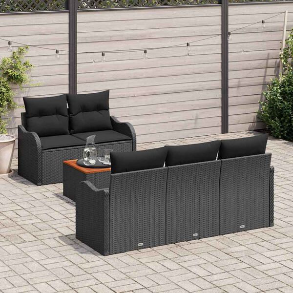 vidaXL Ensemble de canap&eacute; de jardin avec coussin 6 pcs Noir