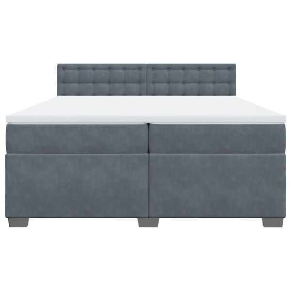 vidaXL Sommier &agrave; lattes de lit et matelas Gris fonc&eacute; 200x200cm Velours