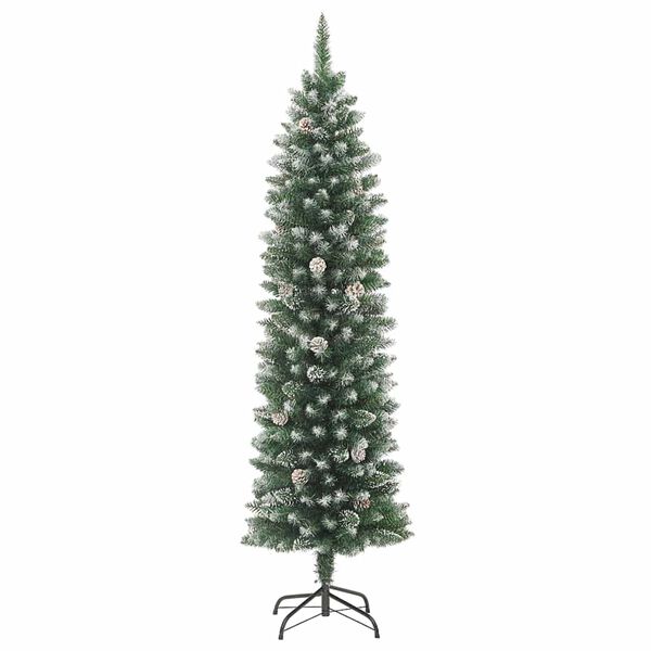 vidaXL Arbre de No&euml;l artificiel slim avec 300 LED Vert et blanc 180 cm