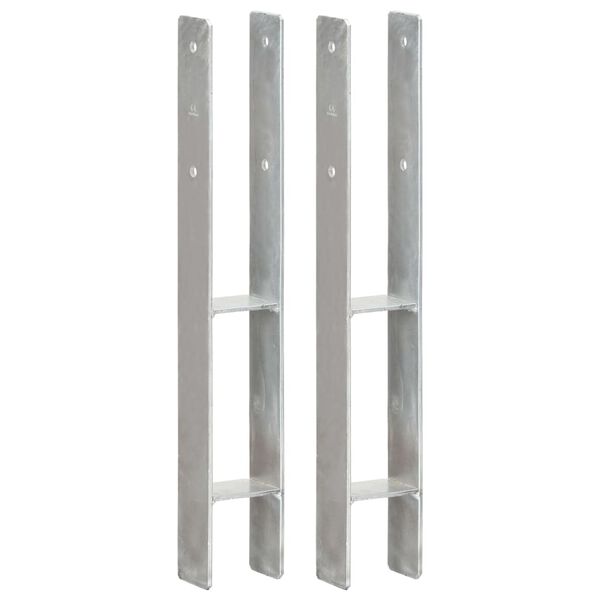 vidaXL Piquets de cl&ocirc;ture 2 pcs Argent&eacute; 8x6x60 cm Acier galvanis&eacute;