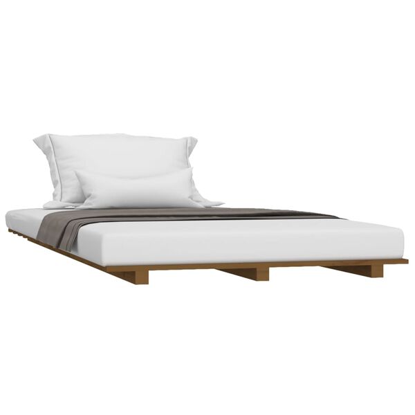 vidaXL Cadre de lit sans matelas marron miel 90x200 cm bois pin massif