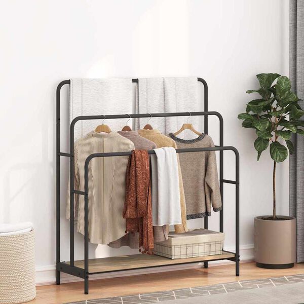 vidaXL Porte-v&ecirc;tements avec &eacute;tag&egrave;re Ch&ecirc;ne Sonoma 90 x 30 x 100,5 cm