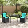 vidaXL Ensemble de salle &agrave; manger pour jardin 3 pcs Noir Poly rotin
