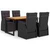 vidaXL Ensemble &agrave; manger de jardin 5 pcs noir