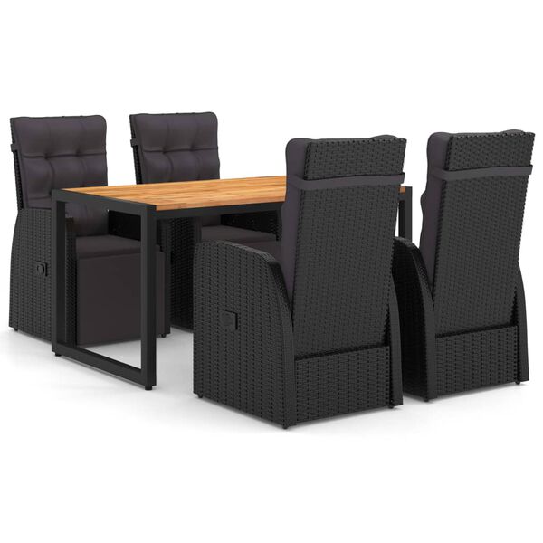 vidaXL Ensemble &agrave; manger de jardin 5 pcs noir