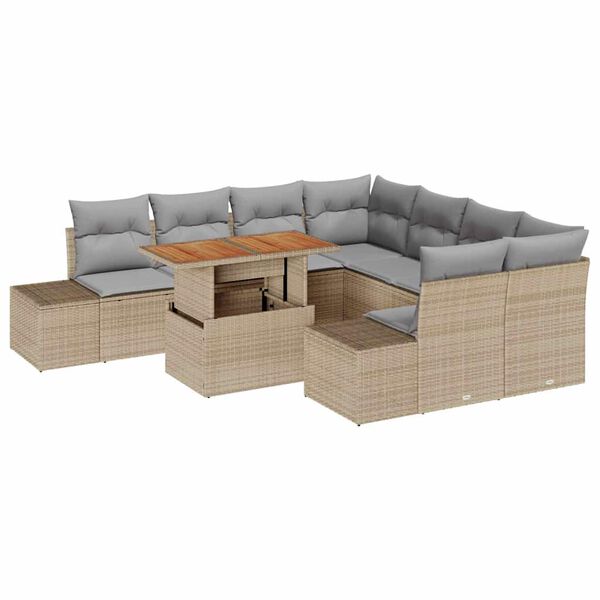 vidaXL Ensemble de salle &agrave; manger pour jardin 9 pcs Beige et gris