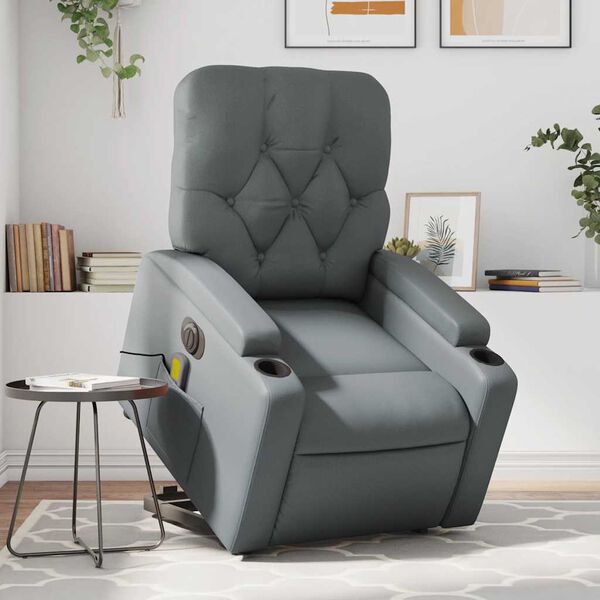 vidaXL Fauteuil inclinable de massage &eacute;lectrique gris similicuir