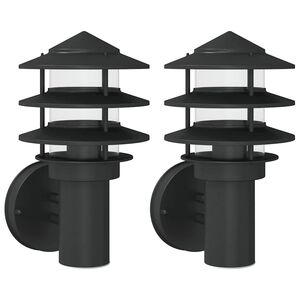vidaXL Appliques murales d'ext&eacute;rieur 2 pcs noir acier inoxydable