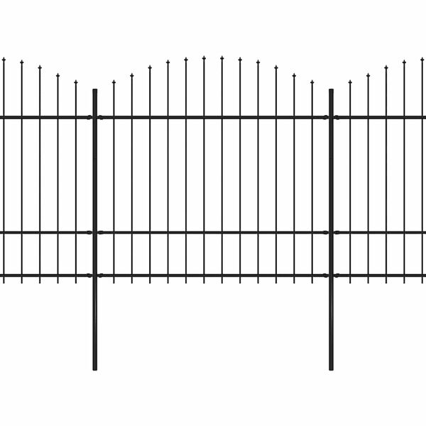 vidaXL Cl&ocirc;ture de jardin avec dessus en forme de lance en acier 1426 x 175 cm Noir