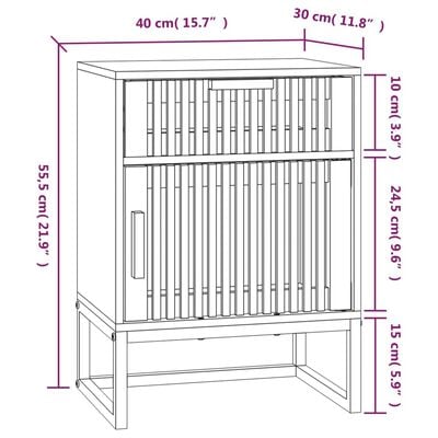 vidaXL Table de chevet blanc 40x30x55,5 cm bois d’ingénierie et fer