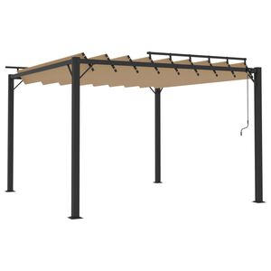 vidaXL Tonnelle avec toit &agrave; persienne 3x3 m Taupe Tissu et aluminium