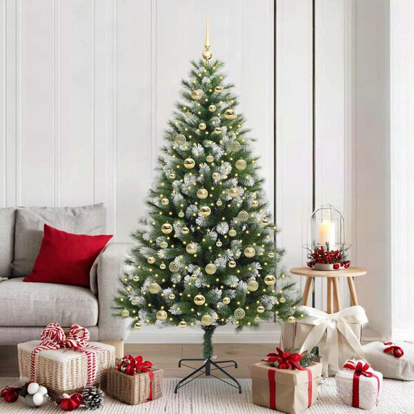 vidaXL Sapin de No&euml;l artificiel &agrave; charni&egrave;re avec neige en flocons