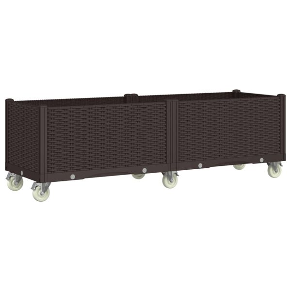 vidaXL Jardini&egrave;re &agrave; roulettes marron 160x50x54 cm PP