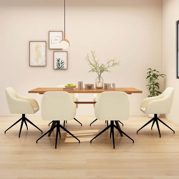 vidaXL Chaises &agrave; manger lot de 6 cr&egrave;me velours