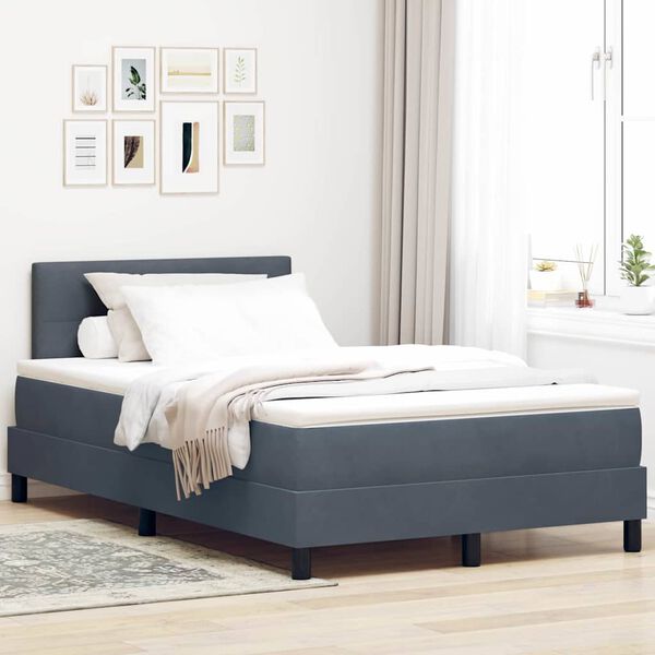 vidaXL Lit &agrave; ressort LED avec matelas Gris fonc&eacute; 120 x 200 cm Velours