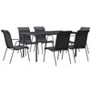 vidaXL Ensemble &agrave; manger de jardin 7 pcs noir textil&egrave;ne et acier