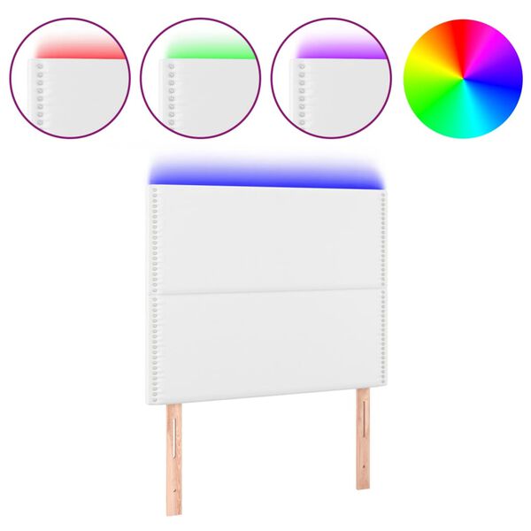 vidaXL T&ecirc;te de lit &agrave; LED Blanc 90x5x118/128 cm Similicuir