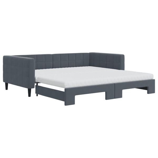 vidaXL Lit de jour et gigogne et matelas gris foncé 100x200 cm velours