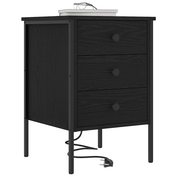 vidaXL Cabinet de chevet avec tiroir 2 pcs Ch&ecirc;ne noir 42 x 41 x 61 cm