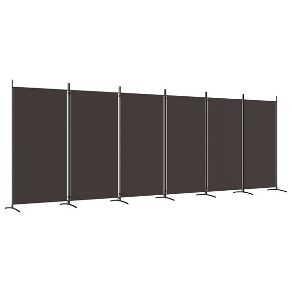 vidaXL Cloison de s&eacute;paration 6 panneaux Marron 520x180 cm Tissu