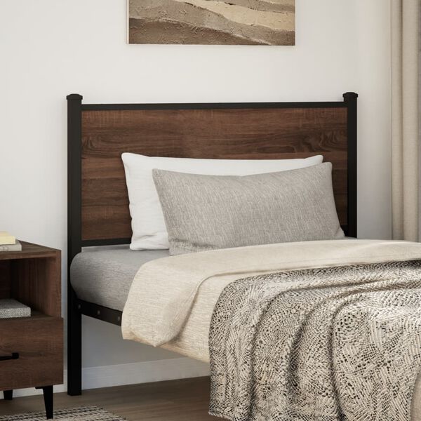 vidaXL T&ecirc;te de lit de remplacement ch&ecirc;ne marron 100 cm bois d'ing&eacute;nierie et acier