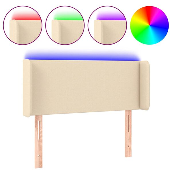vidaXL T&ecirc;te de lit &agrave; LED Cr&egrave;me 93x16x78/88 cm Tissu