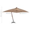 vidaXL Parasol de jardin en porte-à-faux avec mât en bois taupe