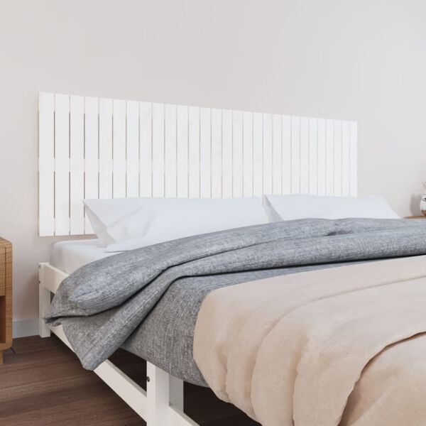 vidaXL T&ecirc;te de lit murale Blanc 185x3x60 cm Bois massif de pin