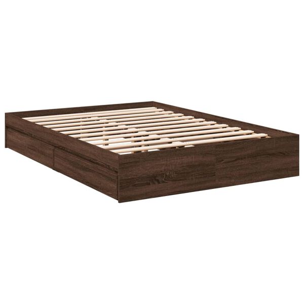vidaXL Cadre de lit avec tiroirs sans matelas ch&ecirc;ne marron 120x200 cm