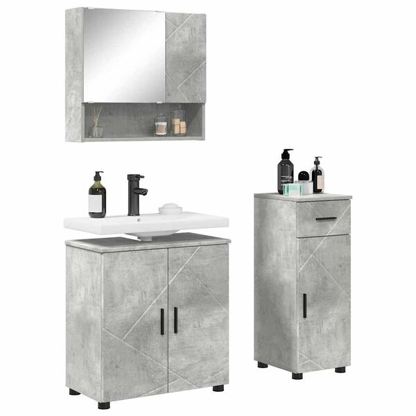 vidaXL Ensemble de mobilier de salle de bain 3 pcs Gris b&eacute;ton