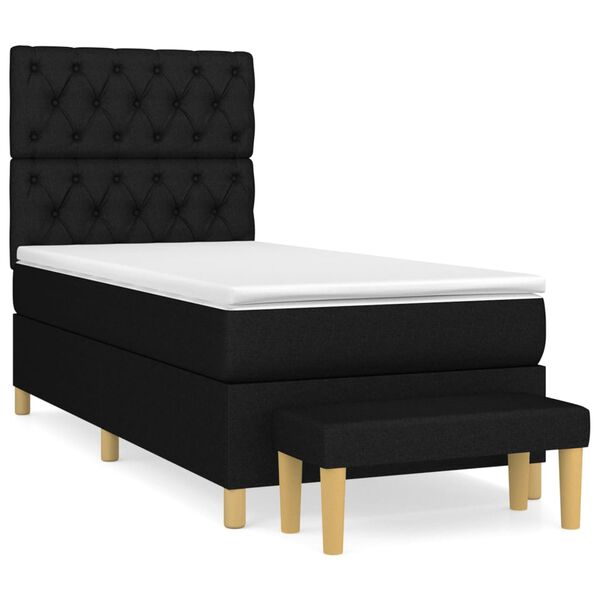 vidaXL Sommier &agrave; lattes de lit et matelas Noir 80x200 cm Tissu