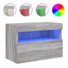 vidaXL Meuble TV mural avec lumi&egrave;res LED sonoma gris 60x30x40 cm