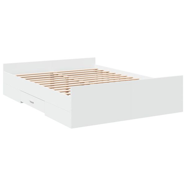 vidaXL Cadre de lit avec tiroirs sans matelas blanc 135x190 cm