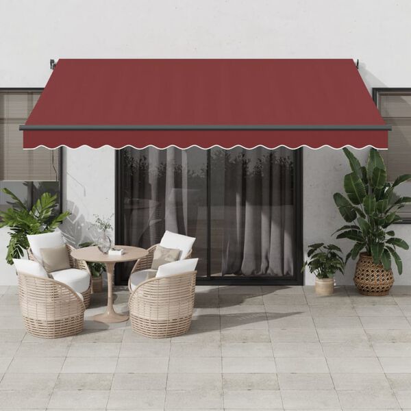 vidaXL Auvent r&eacute;tractable automatique bordeaux 400x350 cm