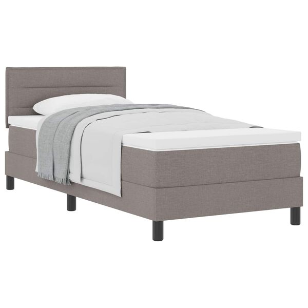 vidaXL Lit &agrave; ressorts avec matelas Taupe 90 x 200 cm tissu