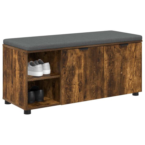 vidaXL Banc d'entr&eacute;e avec coussin Ch&ecirc;ne Fum&eacute; 100 x 38 x 46 cm