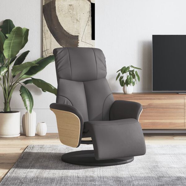 vidaXL Fauteuil inclinable avec repose-pieds gris similicuir