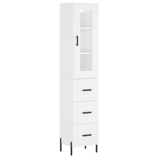 vidaXL Buffet haut Blanc 34,5x34x180 cm Bois d'ing&eacute;nierie