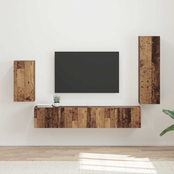 vidaXL Ensemble meuble TV 4 pcs Bois ancien Bois d'ing&eacute;nierie