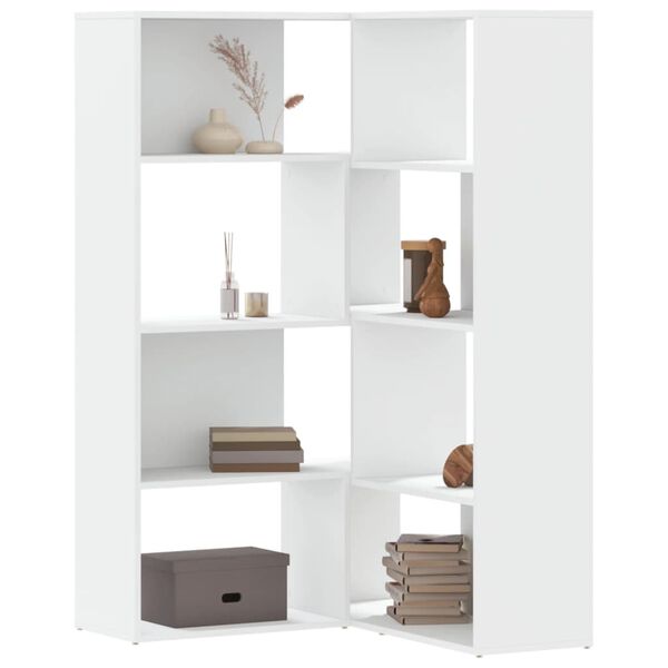vidaXL Biblioth&egrave;que d'angle &agrave; 4 niveaux blanc bois d'ing&eacute;nierie