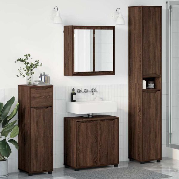 vidaXL Ensemble de mobilier de salle de bain 4 pcs Chêne brun