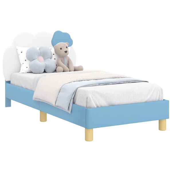 vidaXL Cadre de lit pour enfants avec t&ecirc;te de lit Bleu 80 x 160 cm PU